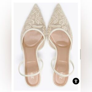 Zara Women's Cream Floral Heels